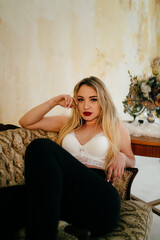 Fototapeta premium Fashion portrait of a beautiful blonde model