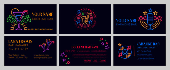 Business card design set for cocktail bar brand