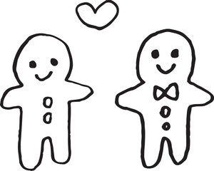 ジンジャーブレッドマンのクリスマス 仲良し ハート