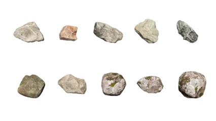 Fotobehang Top View 3D stone isolated on PNGs transparent background , Use for visualization in architectural design or garden decorate   © Noppasin