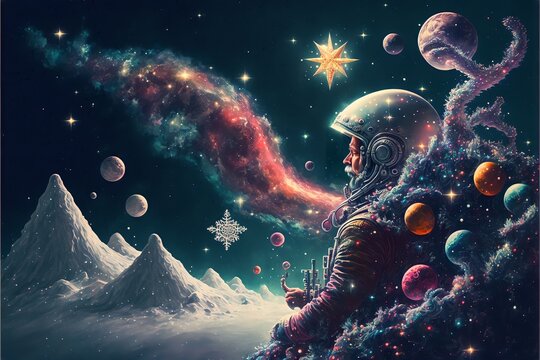 Cosmic Christmas Santa Claus as an astronaut in another
World