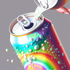 Soda can Pouring a rainbow drink