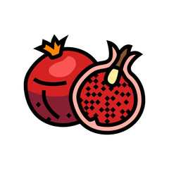 whole cut pomegranate color icon vector. whole cut pomegranate sign. isolated symbol illustration