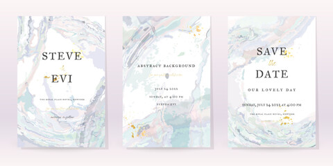 Marble Watercolor Set Art Design. Gold Invitation