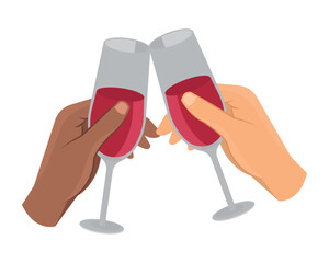 hands with glasses making toast