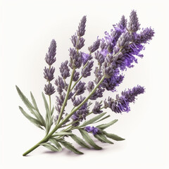 Sprig brunch of lavender on a white background concept art illustration 3d render