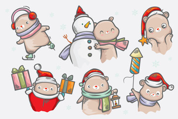 Merry Christmas. Cute Bear Winter Collection
