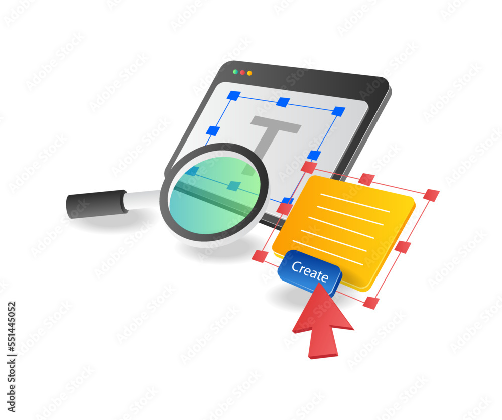 Aufkleber Isometric flat 3d concept illustration creative idea create web application layout on monitor