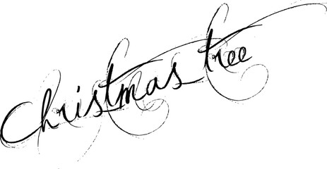 Christmas tree text sign illustration on white backgound