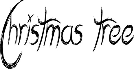 Christmas tree text sign illustration on white backgound