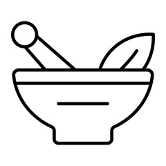 Trendy icon mortar and herbal medicine