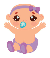 baby girl with pacifier kawaii
