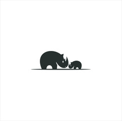 Rhino vector illustration of a silhouette isolated white background. Rhinoceros logo inspiration. 