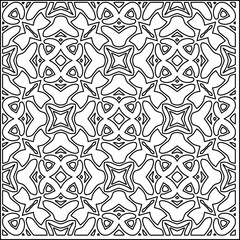 Vector lace texture, curly line ornament, black and white pattern.