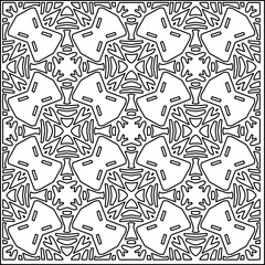 Vector lace texture, curly line ornament, black and white pattern.