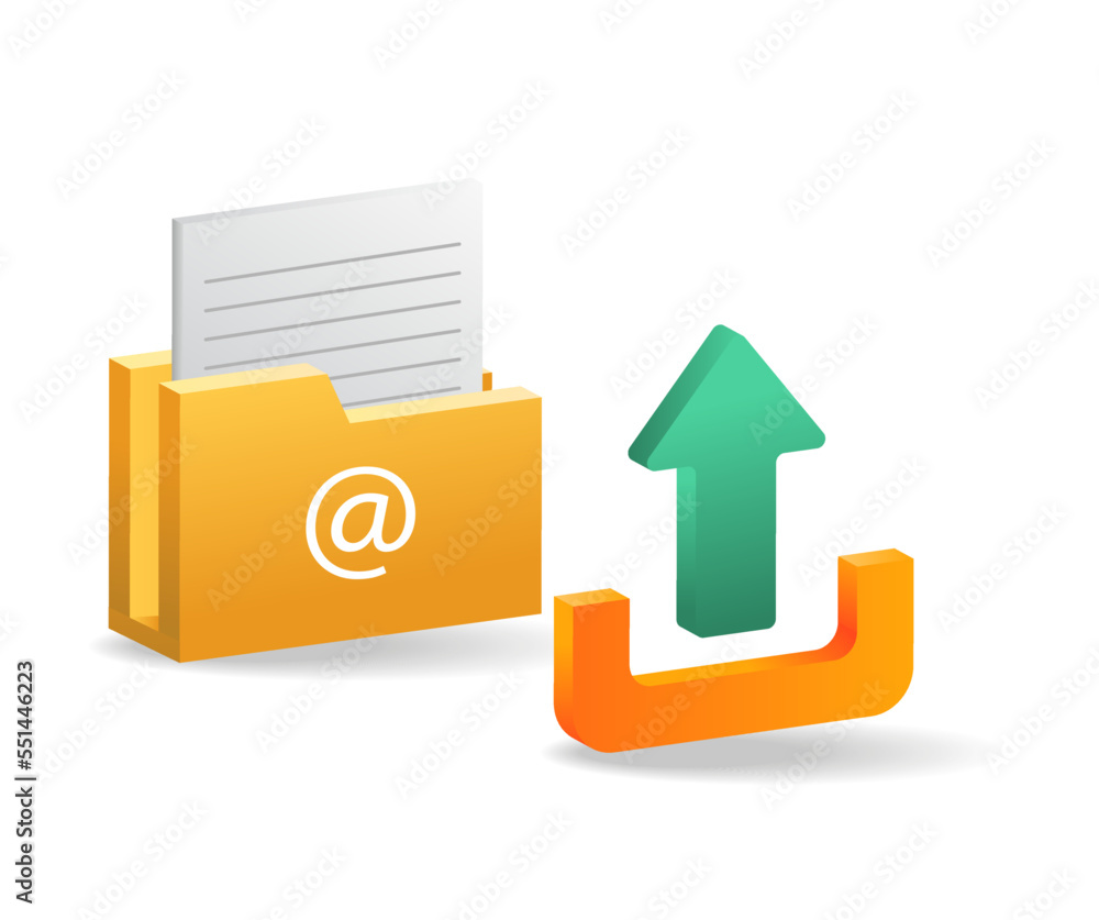 Poster Isometric flat 3d illustration concept of upload data folder