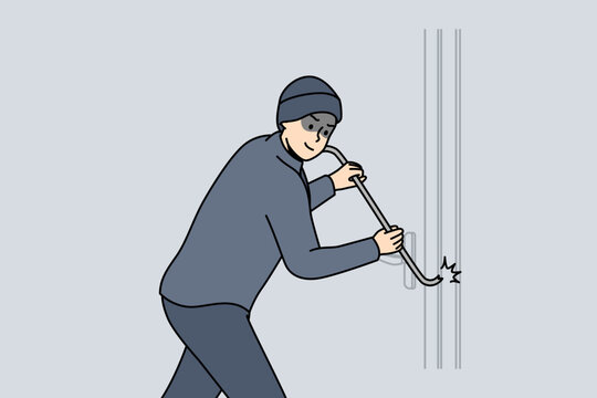 burglar breaking door with crowbar clip art preview
