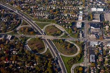Cloverleaf interchange of highways in Lincolnwood, Illinois