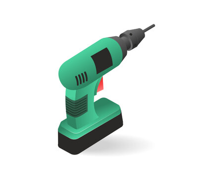 Isometric flat 3d illustration concept of drill carge machine