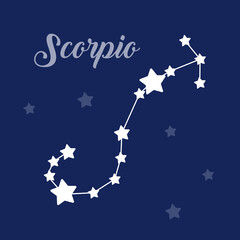 Scorpio sign constellation vector icon on dark background