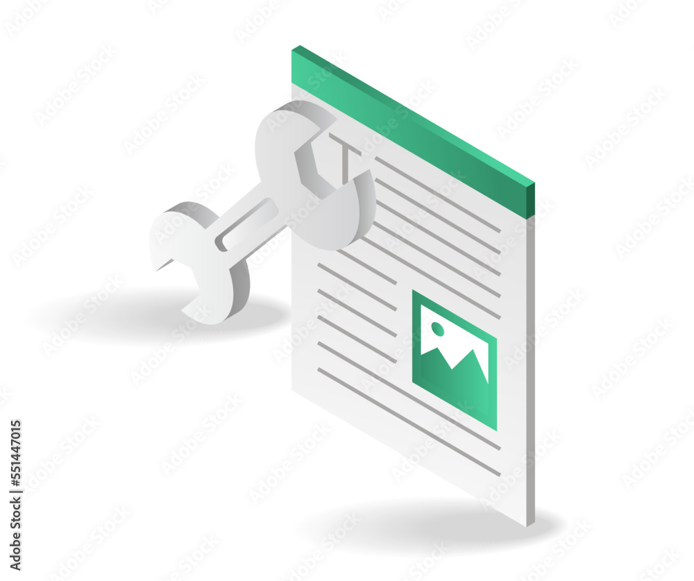 Poster Isometric flat 3d concept illustration of process of creating data layout