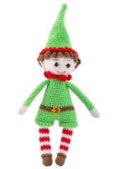 Christmas toy Santa's elf. Knitted toy. Knitted gift.