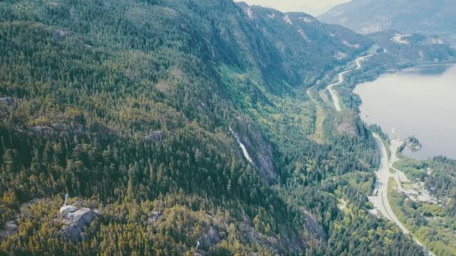 Aerial Drone View Of The Sea To Sky Highway 99 In British Columbia, Canada