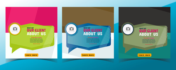 Client testimonials or customer feedback social media post web banner vector template