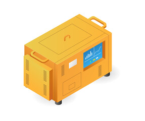 Flat isometric illustration of portable power generator concept