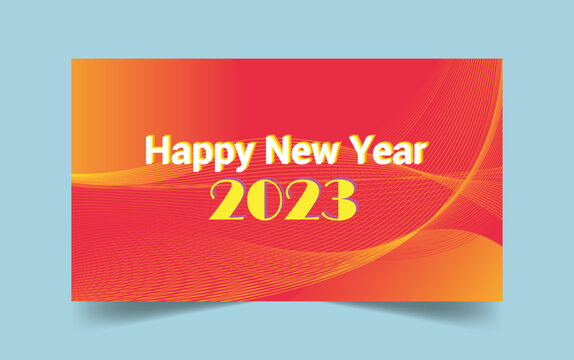 Happy New Year 2023 Web Banner, Social Media Cover Poster