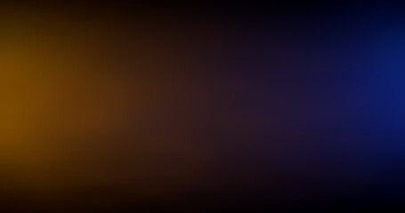Color gradient background. Blur glow. Night radiance. Defocused neon yellow blue light flare soft texture on dark black abstract copy space wallpaper.
