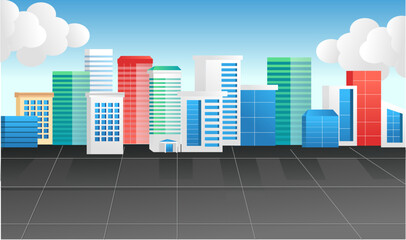 Flat 3d concept isometric illustration landscape perspective modern city street