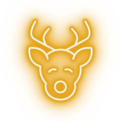 Neon yellow reindeer icon, reindeer on transparent background