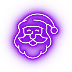 Neon purple santa claus icon, kris kringle on transparent background