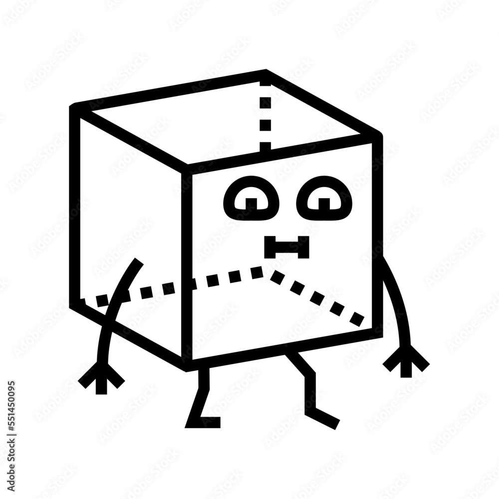 Poster cube geometric shape character line icon vector. cube geometric shape character sign. isolated conto