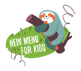 New menu for kids, children food, koala banner