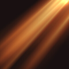 Sun rays light on black background.