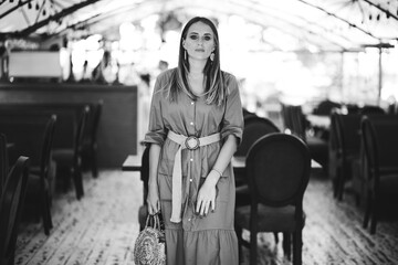 Young pretty woman in cafe