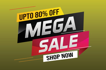 mega sale word concept vector illustration with lines and 3d style, landing page, template, ui, web, mobile app, poster, banner, flyer, background, gift card, coupon, label, wallpaper	
