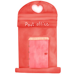 Post office watercolor for sending letter love.valentine’s day message elements.