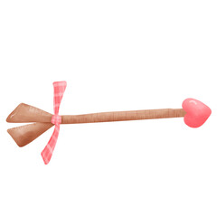 Heart arrow and bow elements watercolor.valentine’s day couple falling in love.