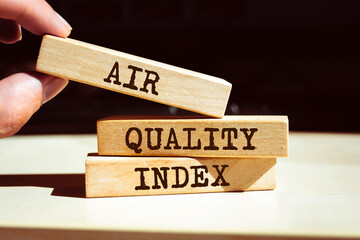 Wooden blocks with words 'Air Quality Index'.