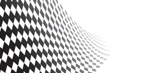 Black and white rhombus background. Vector checkered background with copy space for text.
