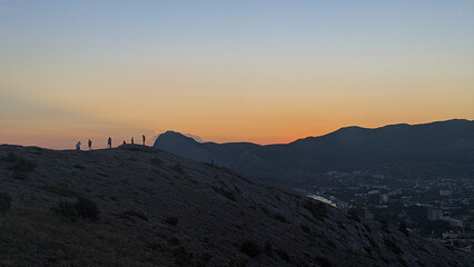 Naklejka premium sunset in the mountains