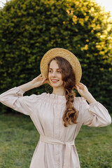 Young couple in love outdoor.Stunning sensual outdoor portrait of young stylish fashion couple posing in summer in field