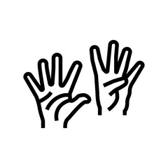 Fototapeta premium nine number hand gesture line icon vector. nine number hand gesture sign. isolated contour symbol black illustration