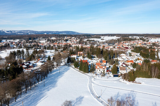 Luftbildaufnahme Benneckenstein im Winter