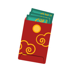 Chinese Red Envelope With Money Illustration