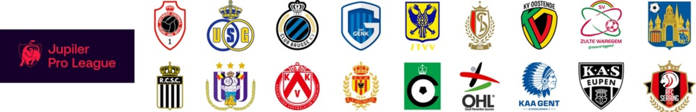 Belgian First Division A. Antwerp, Saint-Gilloise, Genk, Standard Liege, Oostende, Zulte Waregem, Westerlo, Charleroi, Anderlecht, Kortrijk, Mechelen, Gent, Eupen, Seraing. Kyiv, Ukr - Dec 5, 2022
