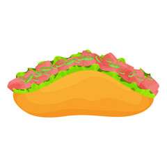Tacos with rice, tuna and herbs. Cliparts. Food vector illustration, healthy eating, cooking, menu, seafood